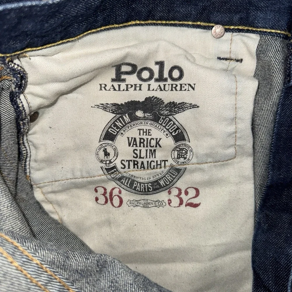 Polo Ralph Lauren The Varick Slim Straight Jeans Men's 36x32 Dark Blue Wash